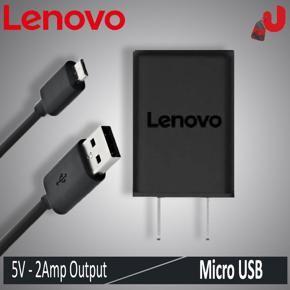 Lenovo Mobile Charger Adapter - Micro USB Data Cable (70Cm) - 2A Adapter Output ( 2 Amp ) - Fast Andriod Charger - 15W Wall Charger - Model C-P32 & R2.0 - Black