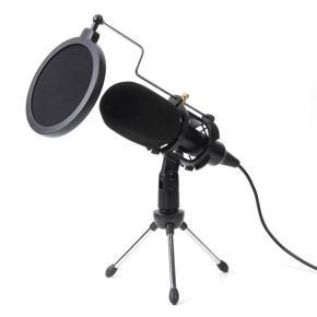 USB Microphone Wired Condenser Microphone Studio Mic with Stand Clip for PC