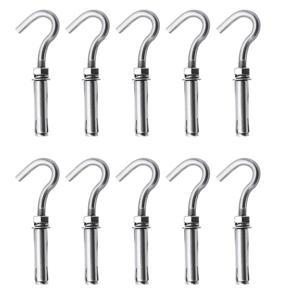 10PCS Concrete Wall Hook, 304 Stainless Steel Expansion Hook Concrete Hook Open Cup Hook Expansion Bolts for Wall (M6)