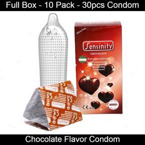 Sensinity Condom - Chocolate Flavored Condom - Full Box (10 Pack Contains 30pcs Condom)
