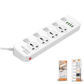 LDNIO SC4408 2-Meter Extension Cord with 4 Socket Outlets and 4 USB 2500W 10A Defender Series Overload Protection