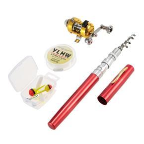 Fishing Rod Reel Combo Set Mini Telescopic Portable Pocket Pen Fishing Rod Pole + Reel Aluminum Alloy Fishing Line Soft Lures Baits Jig Hooks