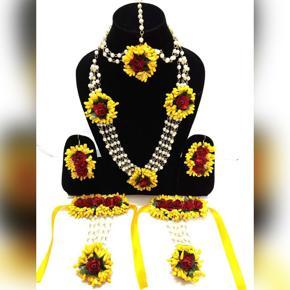 Exclusive Designer Artificial Flower Jewellery Set(Yellow)