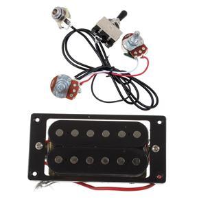 BRADOO- 2PCs Black Humbucker Double Coil Electric Guitar Pickups + Frame Screw & 1set Guitar Wiring Harness Prewired Two Pickup