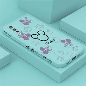 Hontinga for Vivo Y20S Case Side Design Cute Mouse Avatar Back Cover Soft Square Edge Pattern Liquid Silicone Trend Phone Cases