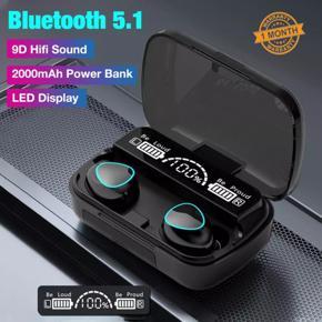 M10 TWS wireless bluetooth headset with breathing light touch control digital display panel version 5.1