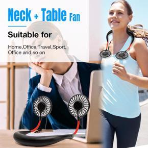Neck Double Fan Rechargeable Portable Hands Free For Outdoor Travel