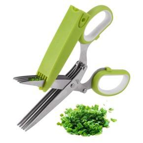 Vegetable Cutter 5 Blade Scissor - Silver and Green
