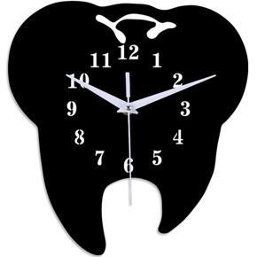 Timelike Creative Tooth-Shaped Wall Clock Dental Ornament Wall Clock 3D Acrylic Creative Mirror Wall Sticker Home Decor-Black