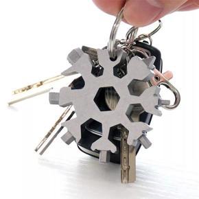 18 In 1 Stainless Tool Multi-Tool Portable Snowflake Shape Key Chain Screwdriver Key Ring Pocket Multipurpose Camping multitool