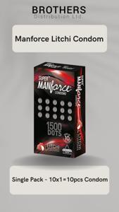 Manforce Condom - 1500 Dots Litchi Flavor Dotted Condoms - Single Pack - 10x1=10pcs