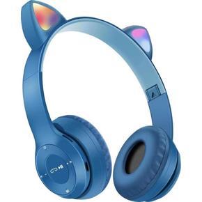 DASI P47 Wireless Headset Flash Light Cute Cat Ears Bluetooth Over-The-Ear Headphones With Mic Can Control LED Kid Girl Stereo Music Helmet Phone Headset