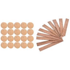 BRADOO- 10 Pcs Clarinet Joint Cork Sheet, 9.1X1.3X0.2cm & 20Pcs 9.5mm Trumpet Cork Pads, Trumpet Repairing Cork Pads