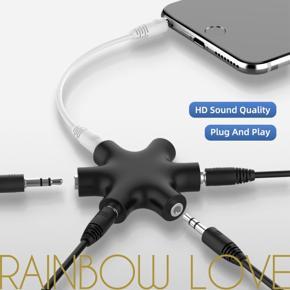 6 In 1 3.5mm Audio Aux Cable Splitter / 1 Male To 5 Female Headphone Port 3.5 Jack Share Adapter For Tablet MP3 Mobile Phone