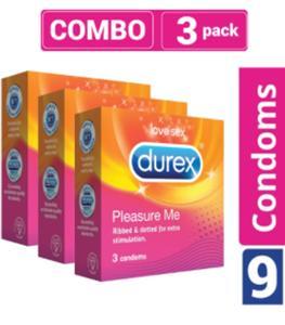 Durex - Pleasure Me Condom - Combo Pack - 3 Packs - 3x3=9pcs