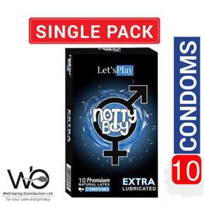 NottyBoy Condom - Extra Lubricated Natural Latex Condom - 10pcs Pack (Made in India)