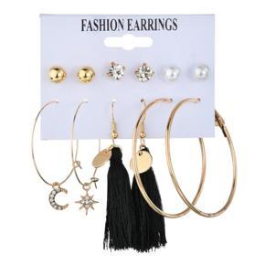 Trendy 6 Pairs = 12 Pcs Pearl Stud Earrings Set for Women Bohemian Fashion Jewelry - Hoop Earrings Set for Girls/ Earring for Women