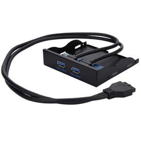 20 Pin 2 Port USB 3.0 Front Panel USB3.0 Hub Expansion Cable Adapter Bracket - Black