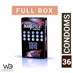 Manforce Litchi Flavour 1500 Dots Super Condoms Full Box - 3x12= 36pcs