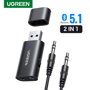 UGREEN USB Bluetooth 5.1 Audio Receiver Transmitter 2in1 Bluetooth AUX 3.5mm Stereo Music Adapter for Car PS4 PC TV Bluetooth Earphone Speaker