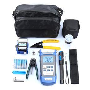 GMTOP Fiber Optic FTTH Tool Kit Optical Power Meter Fiber Cleaver Wire Stripper Optical Fiber Cold Connection Tools Set with Storage Bag