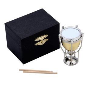 XHHDQES Miniature Timpani with Case Mini Percussion Musical Instrument Mini Timpani Miniature Dollhouse Model Ornament Toy