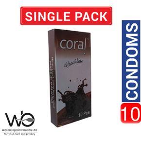 Coral - Chocolate Flavors Lubricated Natural Latex Condom - Single 10pcs Pack