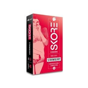 SKORE 1500+ Dots STRAWBERRY Flavour Extra Lubrication Condoms - 10pcs per Pack (India)