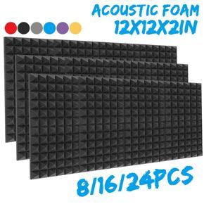 8/16pcs 30x30x5cm Thick Soundproof Studio Acoustic Foam Sound Absorbtion Proofing Panels Tiles Wedge Black/Blue/Purple/Yellow/Red/Gray - Purple 8PCS