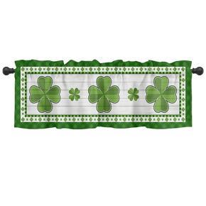 ARELENE St. Patrick's Day Valances for Windows - Green Shamrock Valance Curtains, 1 Panel Patrick's Wood Grain Windows Valances