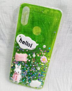 For Xiaomi Redmi 7 / Xiaomi Redmi Y3 - Hello Kitty Chocolate Luxury Clear Crystal Glitter Bling Sequins Silicone Back Case Cover