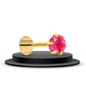 Onestep Towards Dark Pink Stone Gold Plated Nose Pin