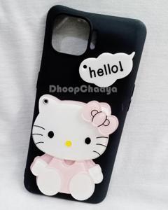 OPPO F17 Pro - Hello Kitty Soft Silicone Rubber 3D Cartoon Personality Cosmetic Middle Mirror Cute Flexible Case Cover