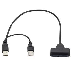 USB 2.0 SATA 7+15Pin to USB 2.0 Adapter Cable For 2.5 HDD Laptop Hard Disk - Black