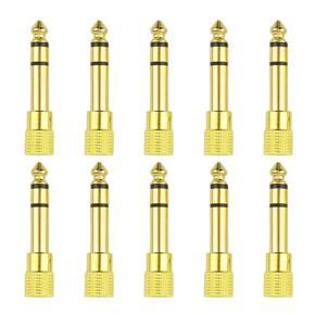 XHHDQES 8Pcs Earphone Head Connector Plug 6.35 mm Male to 3.5mm Female Gold-Plated Copper Stereo Headphone Audio Jack Convert