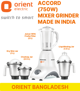 ORIENT Accord 750 Watts (4 Jars) Mixer Grinder / Blender / Juicer