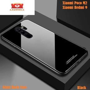 For Xiaomi Poco M2/Redmi 9/Redmi 9 Prime Luxury Shockproof TPU Bumper Back Glass Back Cover Glass Case