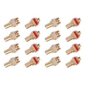 ARELENE 16Pcs Red+White RCA Female Socket Chassis RCA CMC Female Connector Phono Copper Plug Amp HiFi