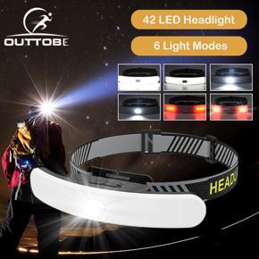 Outtobe Headlamp 42 LED Headlight Outdoor Waterproof Head Torch Fla-shlight 6 Light Modes Head Lamp Fishing Hunting Light