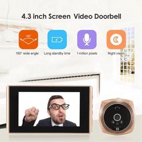 XHHDQES 2pcs 4.3 Inch LCD Screen Digital Doorbell 160° Door Eye Electronic Peephole Door Camera Viewer Outdoor Door Bell Black