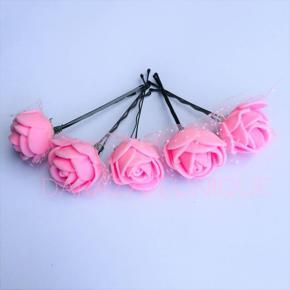 Artificial Pink Flower Bobby Pins, Rose Bridal Hair Pins, Bridal Hair Clip, Flower Clips 5pcs set