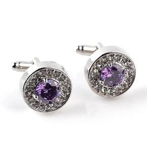 Shiny Rhinestone Men's Cuff Links Wedding Party Shirt Round Cufflinks