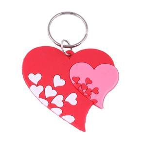 Rubber Heart Shapped Key Ring - Red