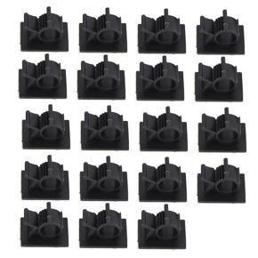 BRADOO-20Pcs Black Adjustable Plastic Cable Clamps Self Adhesive Car Cable Clips Wire Organizer