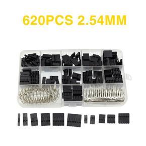 XHHDQES 620Pcs Dupont Connector 2.54mm, Dupont Cable Jumper Wire Pin Header Housing Kit, Male+Female Pin Terminal Connector