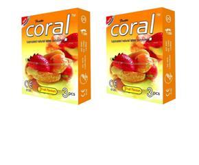 Coral Natural 3 Fruits Flavours Lubricated Condoms - 3pcs 2pack