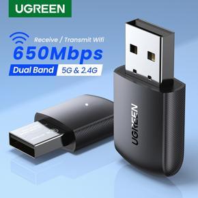UGREEN USB WiFi Adapter 2.4G/5G Dual Band Wireless Network Adapter 650Mbps for PC Desktop, Supports Windows 11,10, 8.1, 8, 7, Linux
