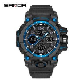 SANDA 100% Fashion Waterproof Men's Watch Sports Watch Ultra Luminous Casual Luxury LED Outdoor Analog Military Multi-function Men's Watch