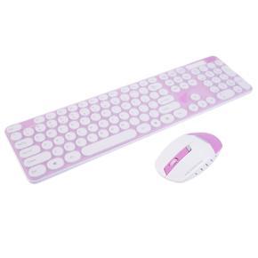 Slim Colorful 2.4GHz Wireless Keyboard With Optical Cordless Mouse For Win7 - pink