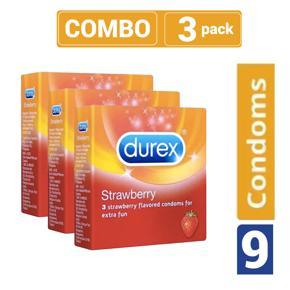 Durex - Strawberry Condom - Combo Pack - 3 Packs - 3x3=9pcs